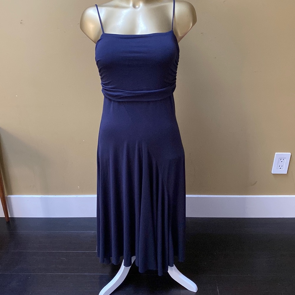 Three Dots Dark Navy Blue Midi Dress.